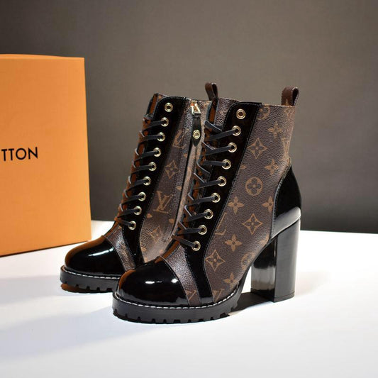 Monogram Luxe Lace-Up Ankle Boots