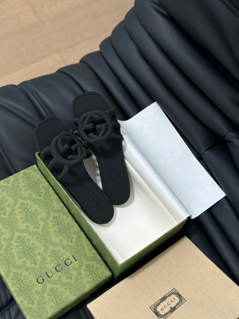 Noir Emblem Slide Sandals