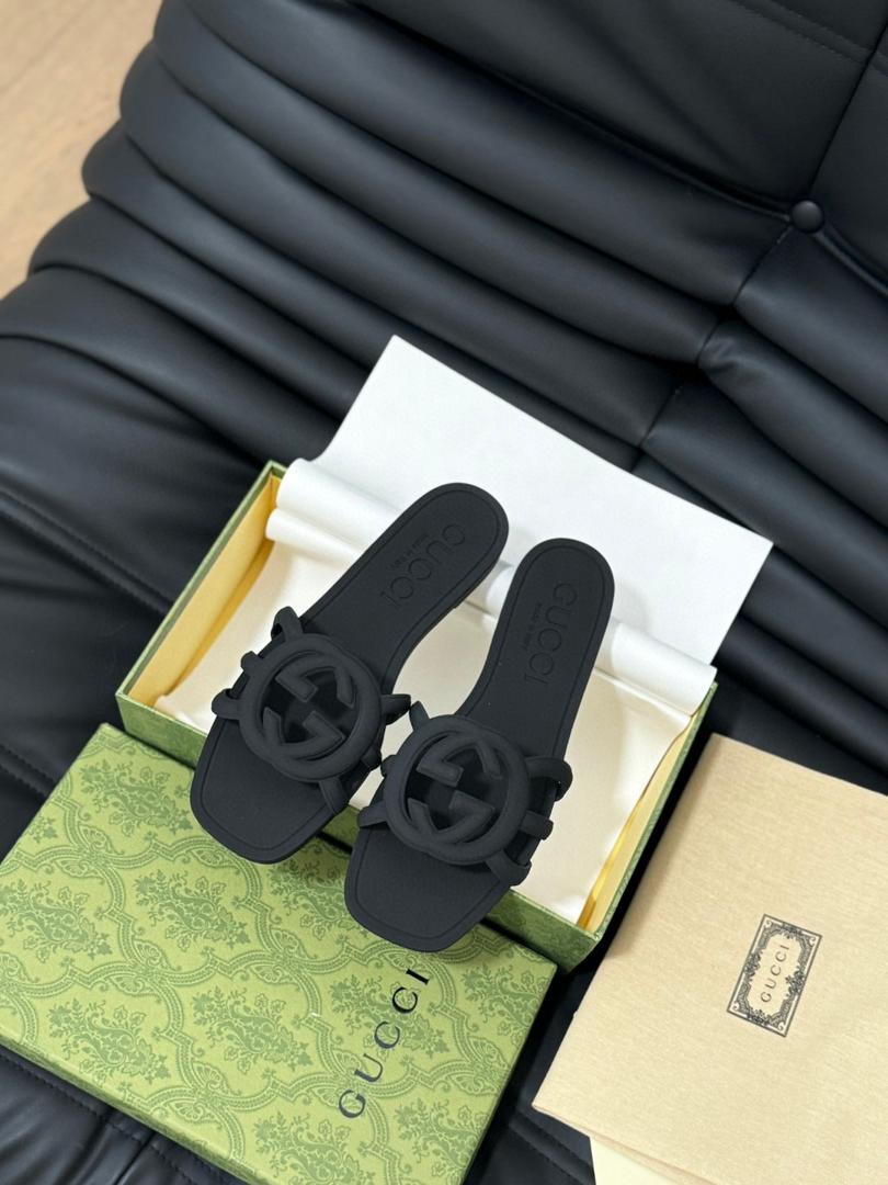 Noir Emblem Slide Sandals