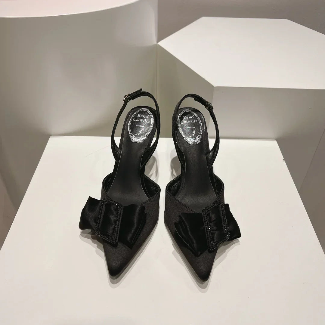Silk Bow Crystal Heels