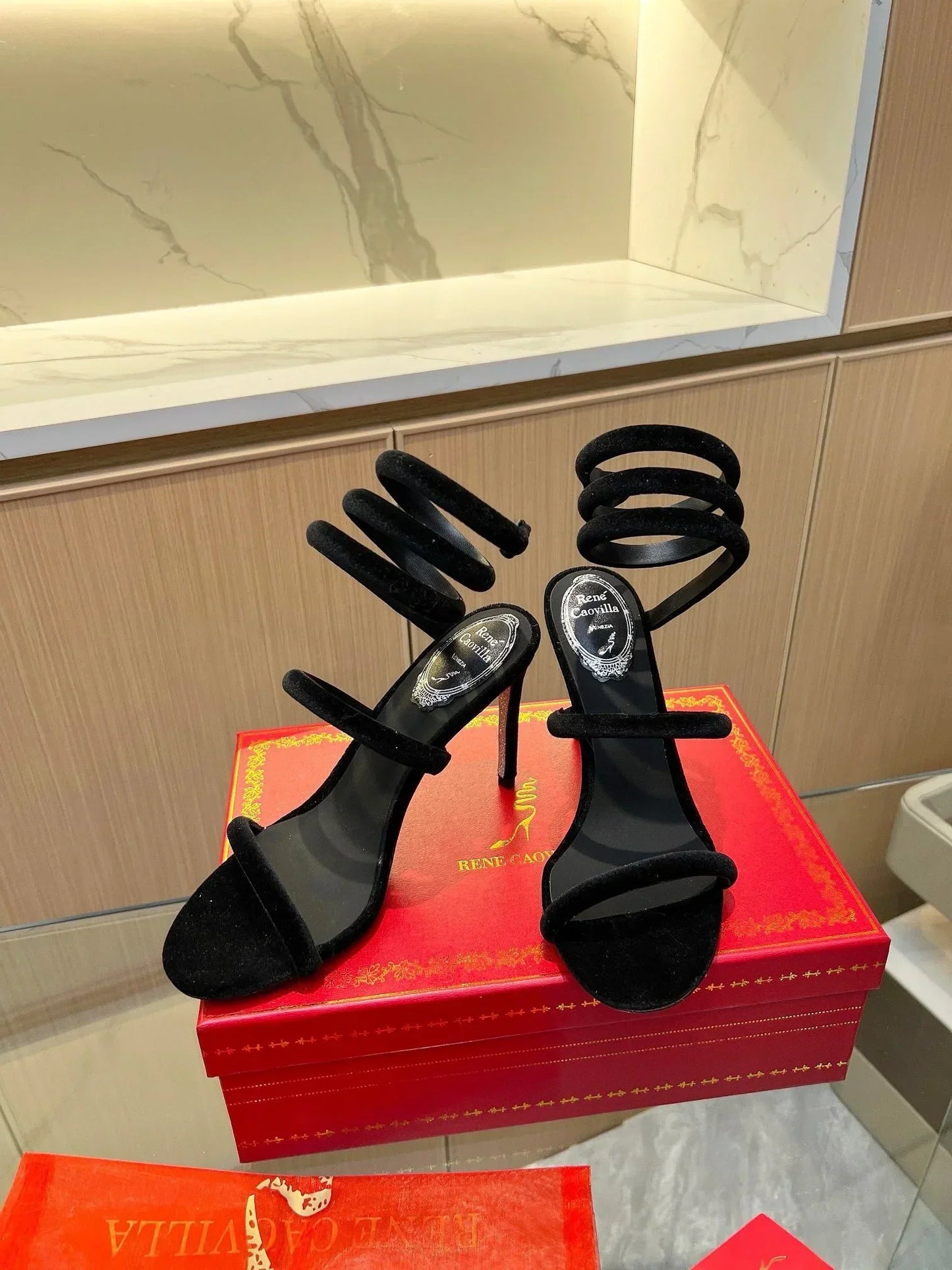 Velvet Snake Crystal Sandals