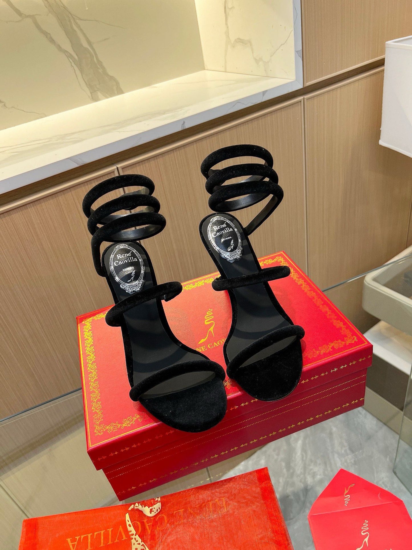 Velvet Snake Crystal Sandals