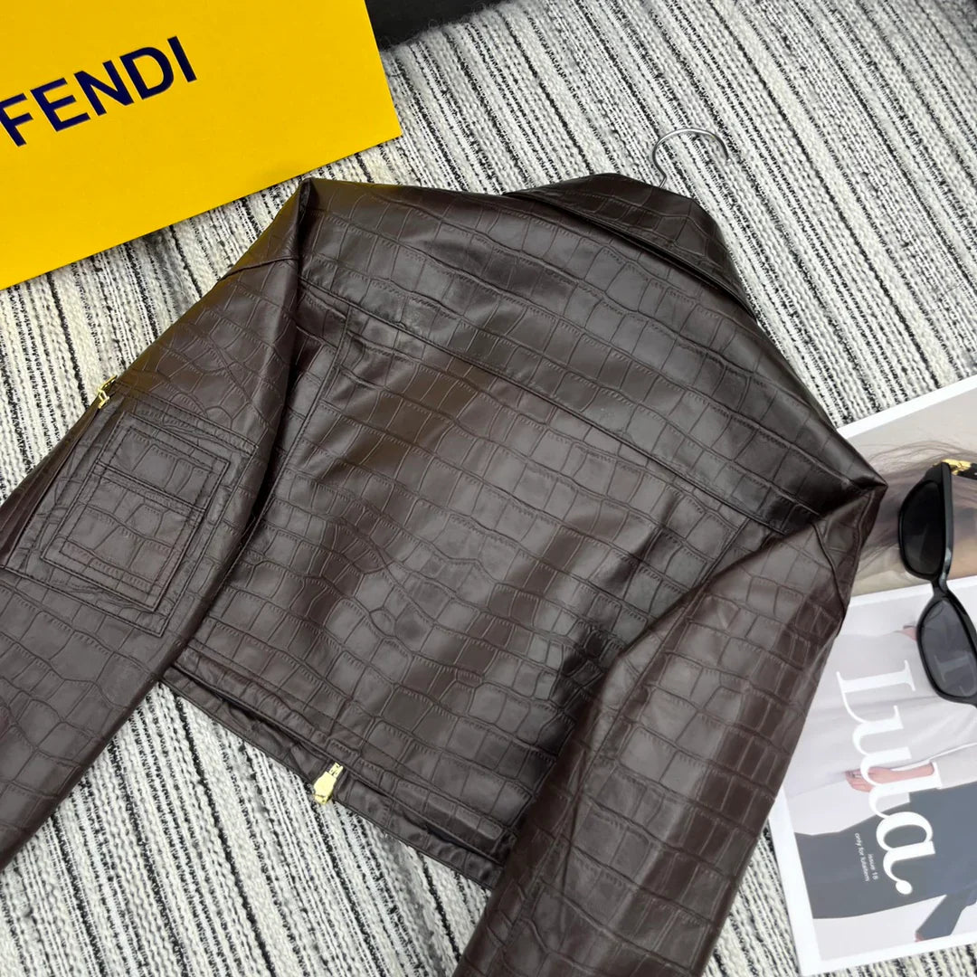 Crocodile Pattern Lambskin Jacket