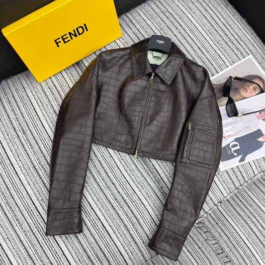 Crocodile Pattern Lambskin Jacket